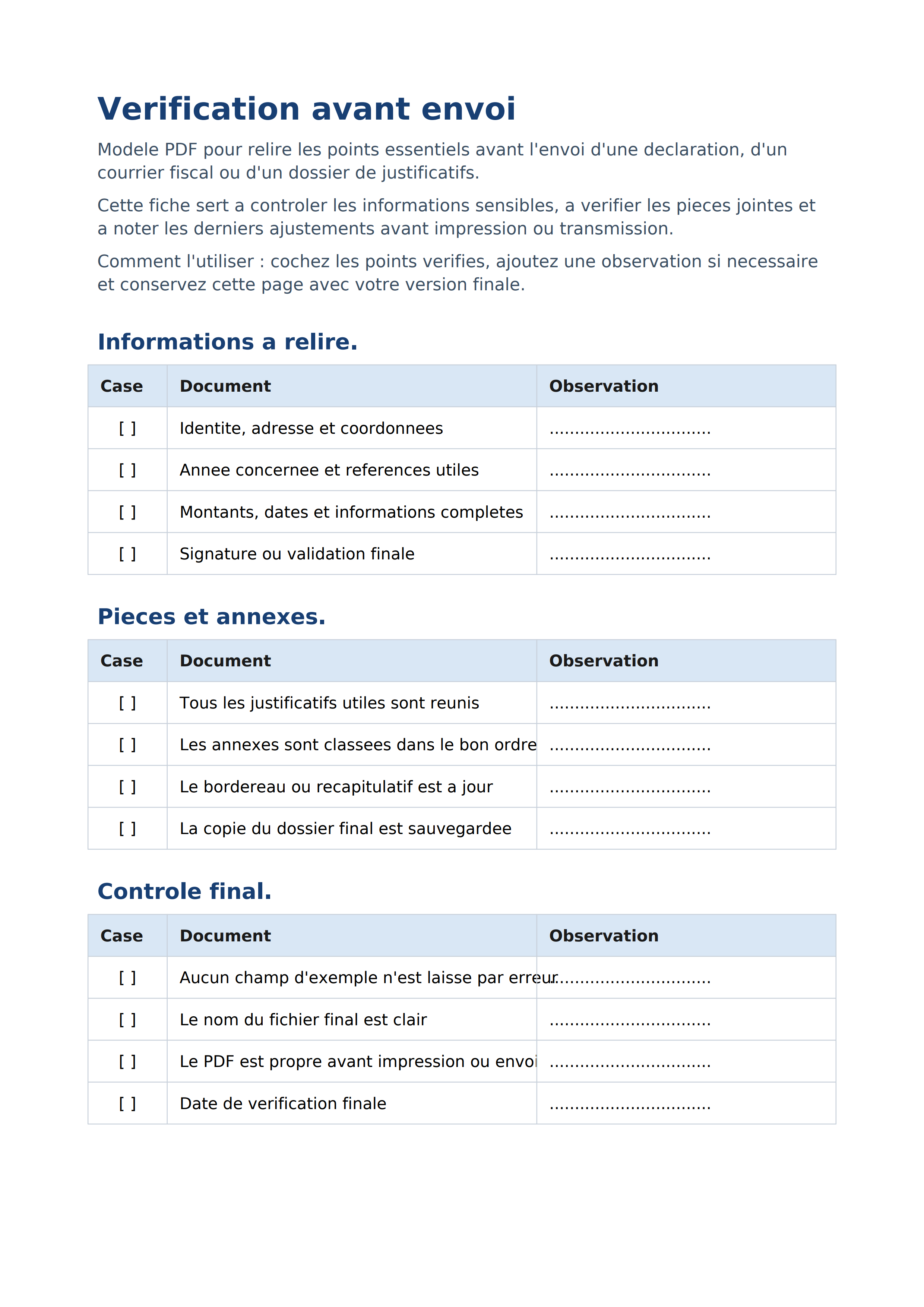 Vérification avant envoi PDF