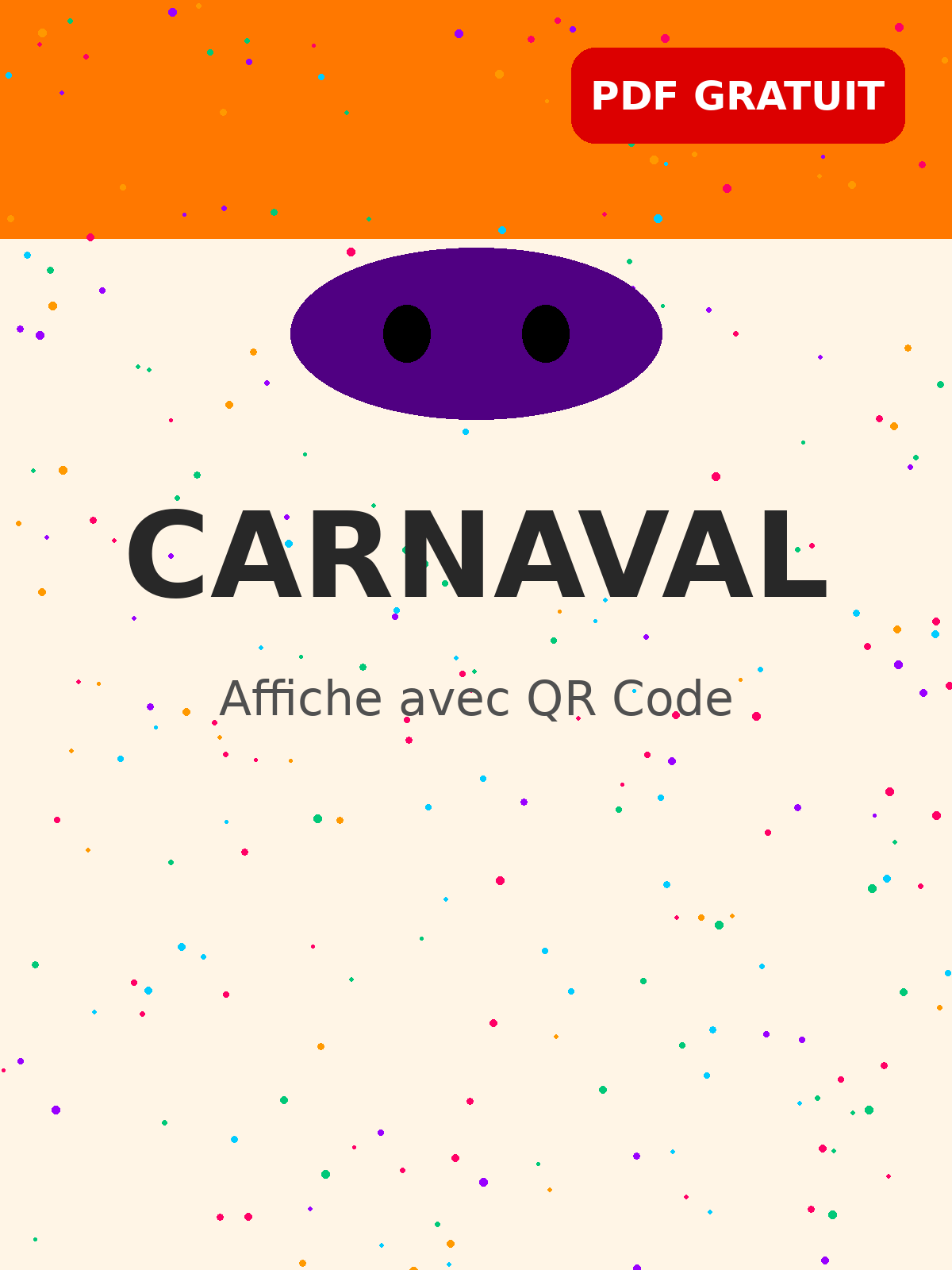 Affiche carnaval avec QR code PDF modifiable