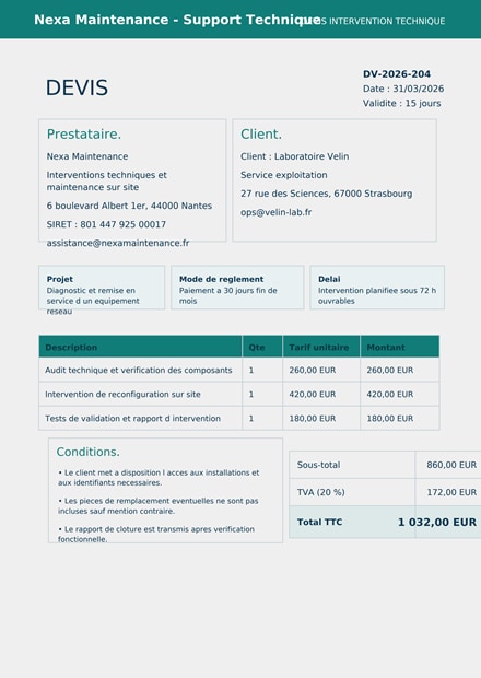 Devis intervention technique PDF