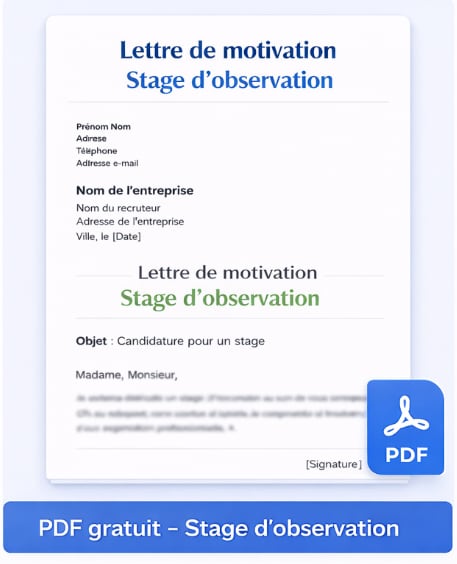 Lettre de motivation stage d’observation PDF