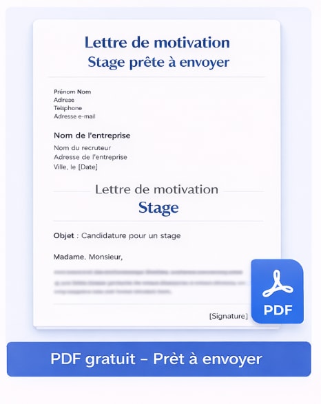 Lettre de motivation stage prête à envoyer PDF