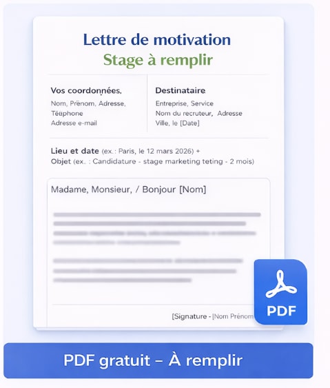 Lettre de motivation stage à remplir PDF