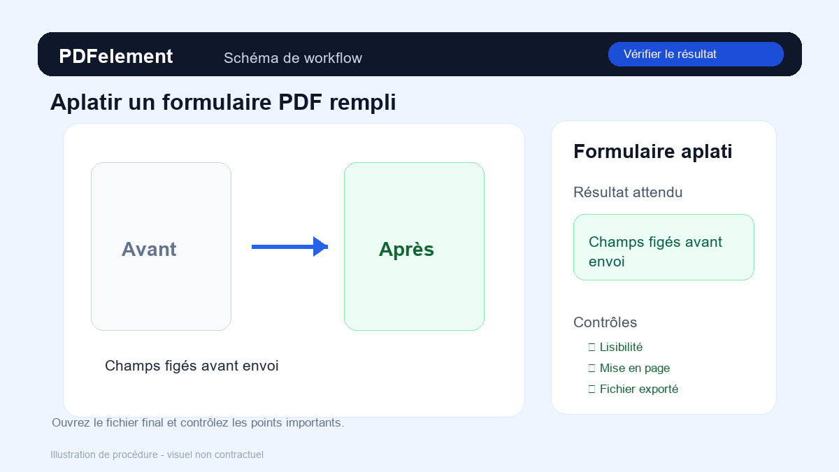 Vérifier le résultat pour Aplatir un formulaire PDF rempli avec PDFelement