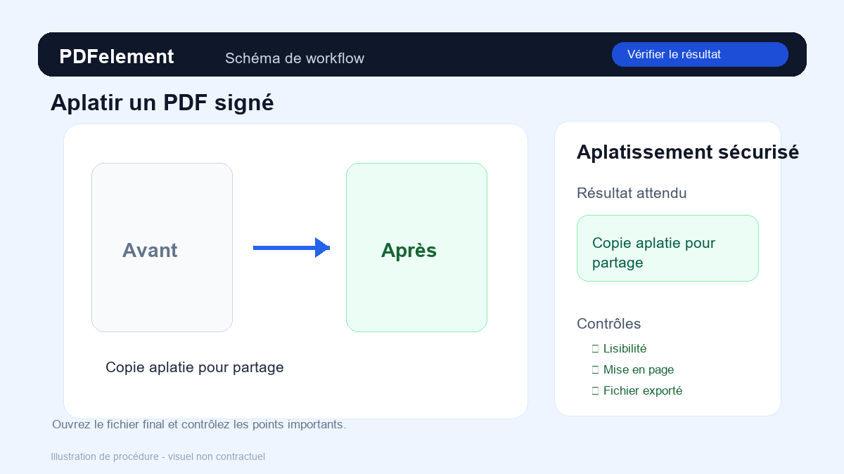 Vérifier le résultat pour Aplatir un PDF signé avec PDFelement