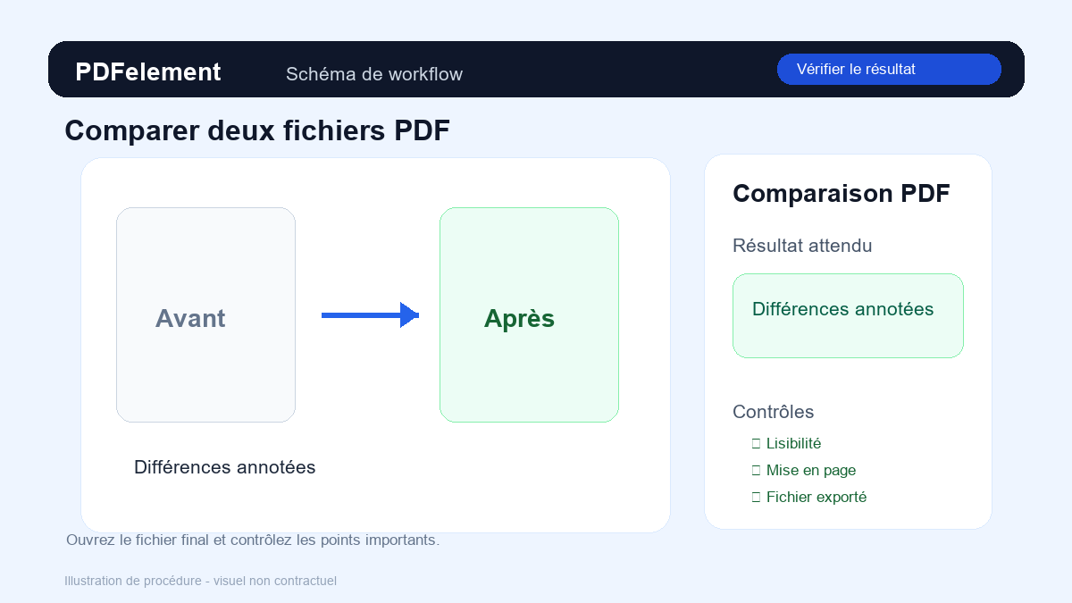 Vérifier le résultat pour Comparer deux fichiers PDF avec PDFelement