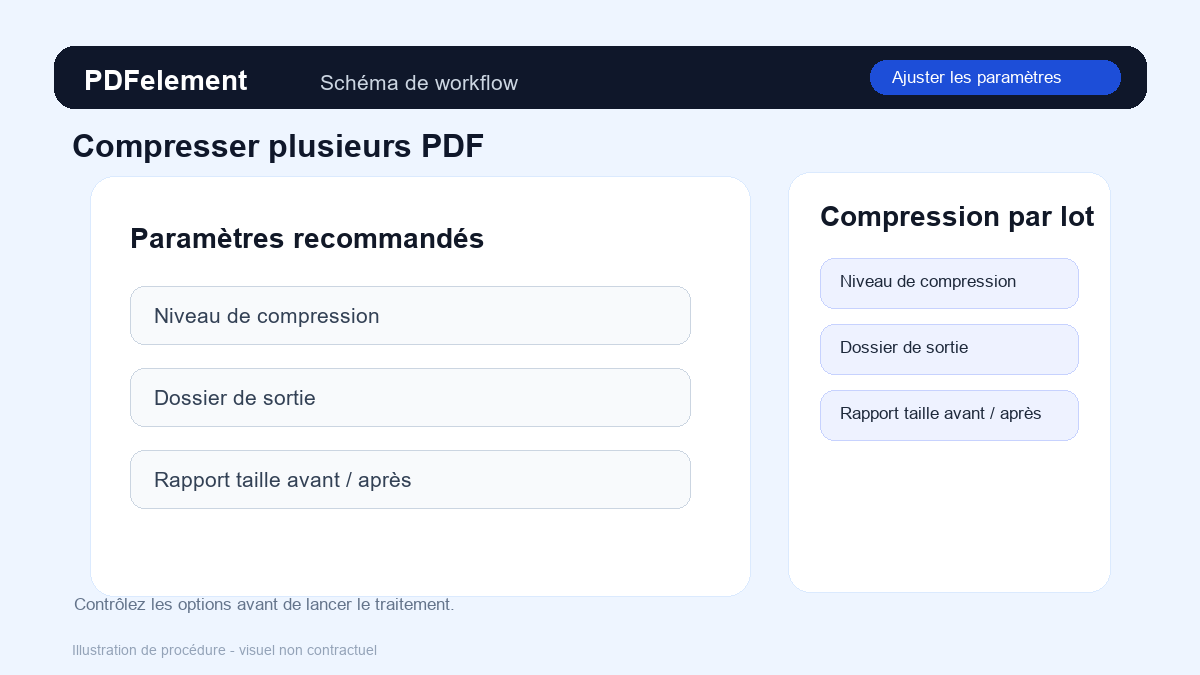 Ajuster les paramètres pour Compresser plusieurs PDF avec PDFelement