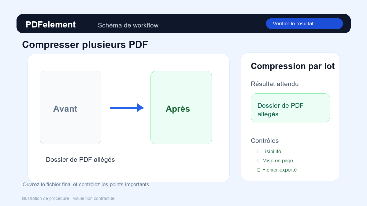 Vérifier le résultat pour Compresser plusieurs PDF avec PDFelement