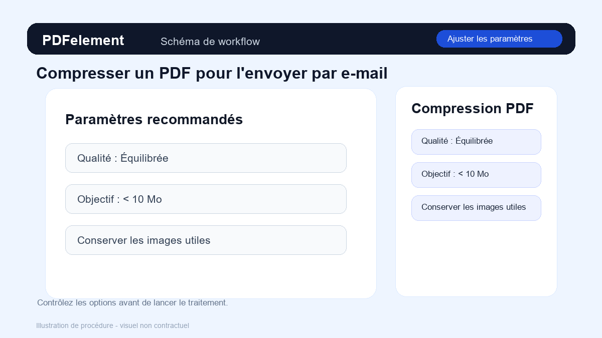Ajuster les paramètres pour Compresser un PDF pour l'envoyer par e-mail avec PDFelement