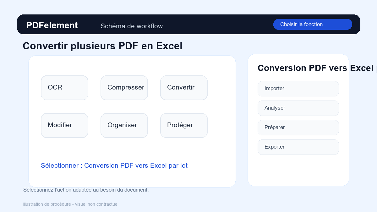 Choisir la fonction pour Convertir plusieurs PDF en Excel avec PDFelement