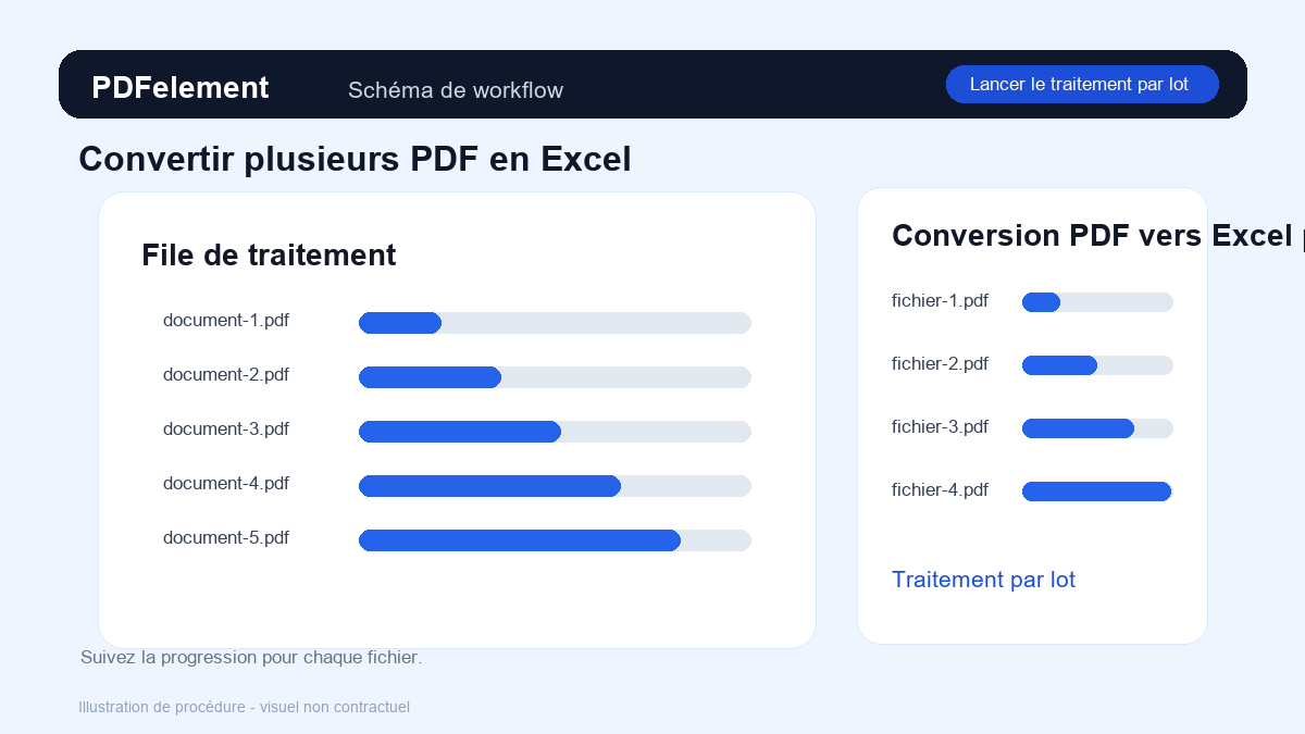 Lancer le traitement par lot pour Convertir plusieurs PDF en Excel avec PDFelement