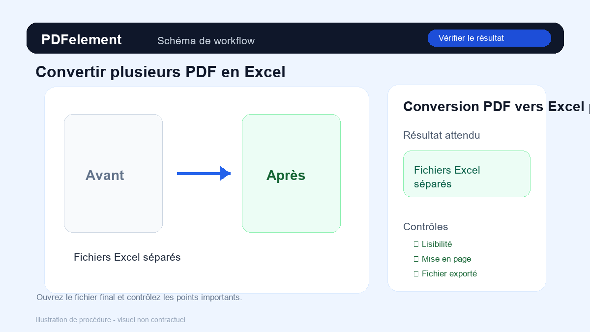 Vérifier le résultat pour Convertir plusieurs PDF en Excel avec PDFelement