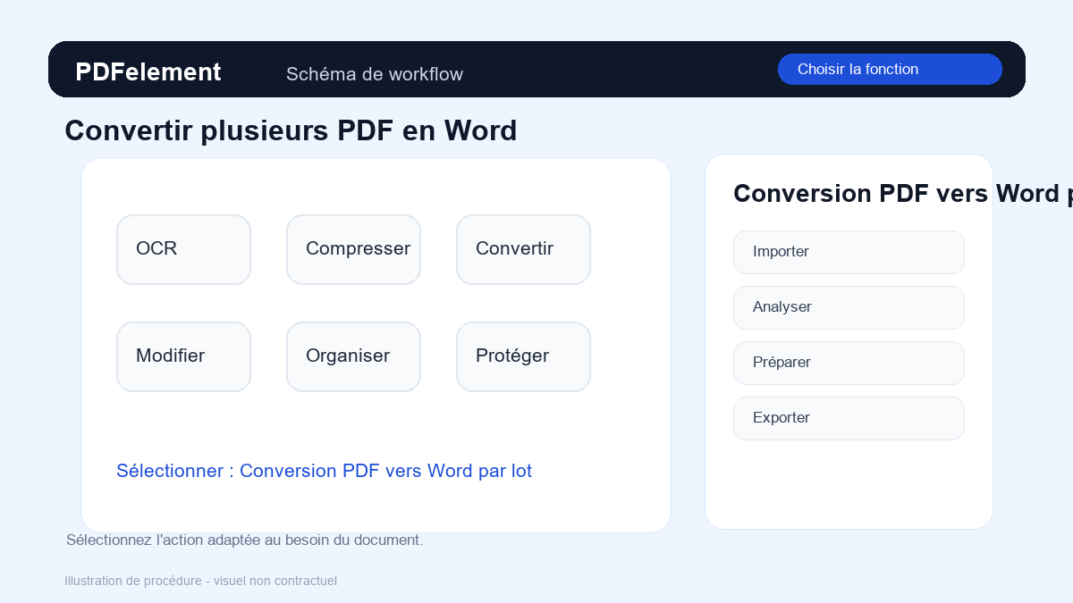Choisir la fonction pour Convertir plusieurs PDF en Word avec PDFelement