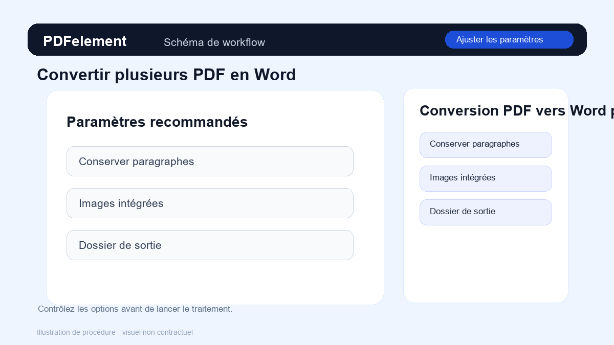 Ajuster les paramètres pour Convertir plusieurs PDF en Word avec PDFelement