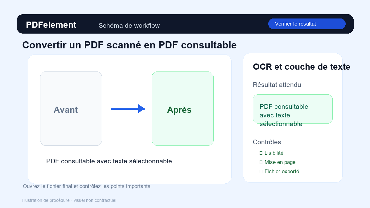 Vérifier le résultat pour Convertir un PDF scanné en PDF consultable avec PDFelement