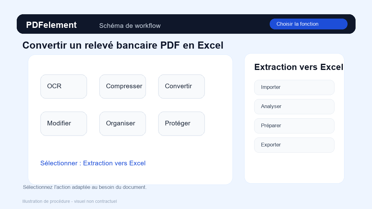 Choisir la fonction pour Convertir un relevé bancaire PDF en Excel avec PDFelement