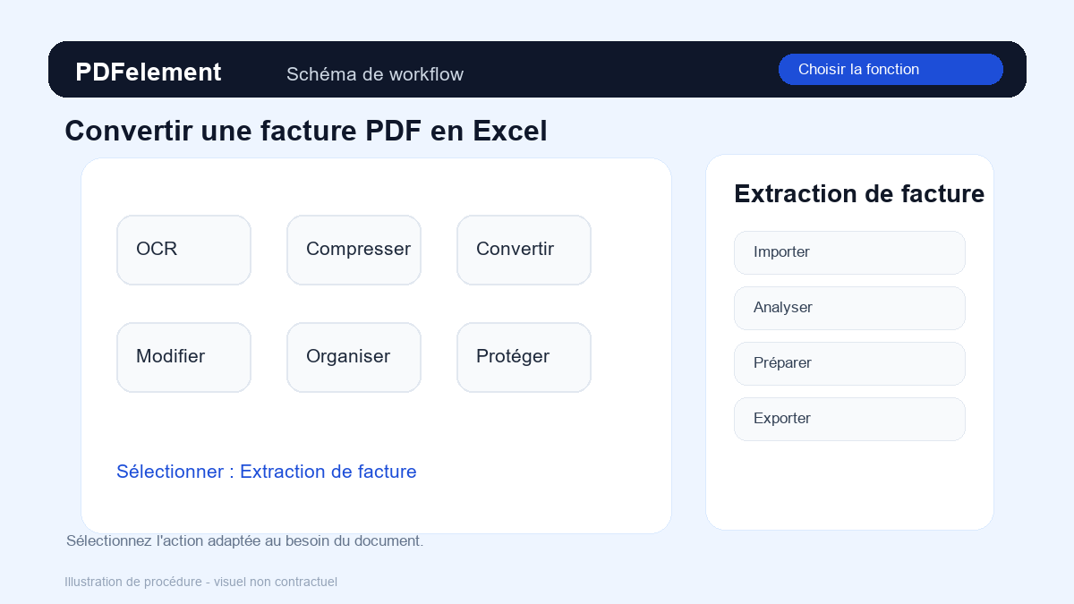 Choisir la fonction pour Convertir une facture PDF en Excel avec PDFelement