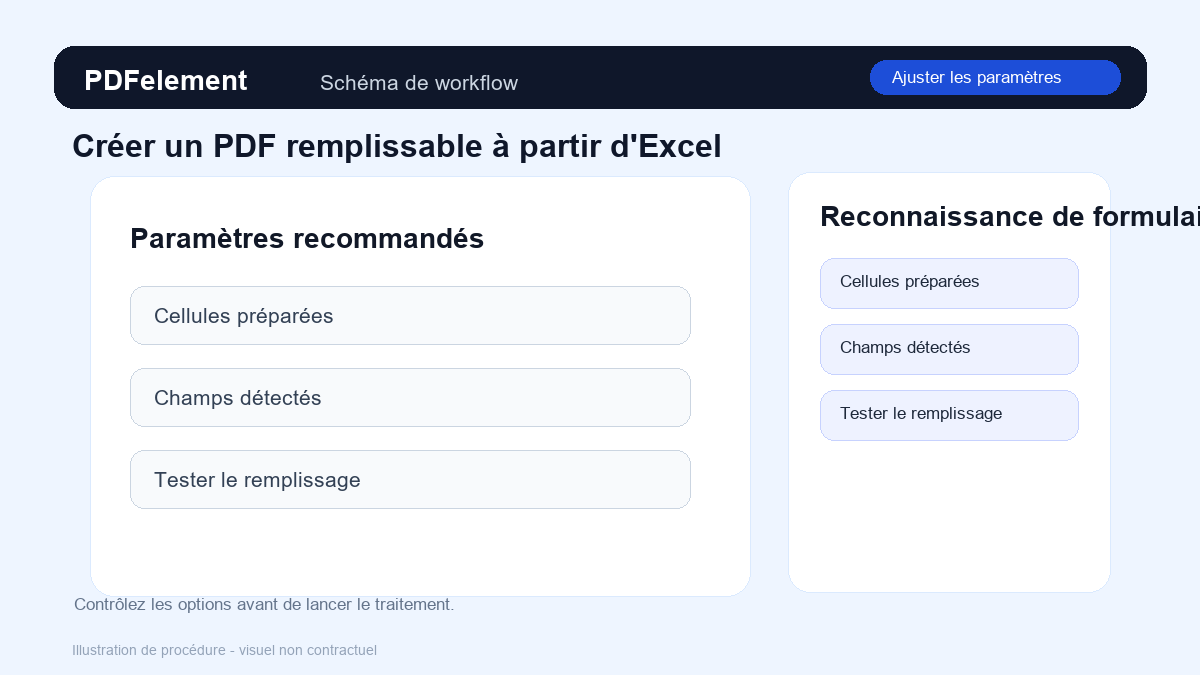 Ajuster les paramètres pour Créer un PDF remplissable à partir d'Excel avec PDFelement