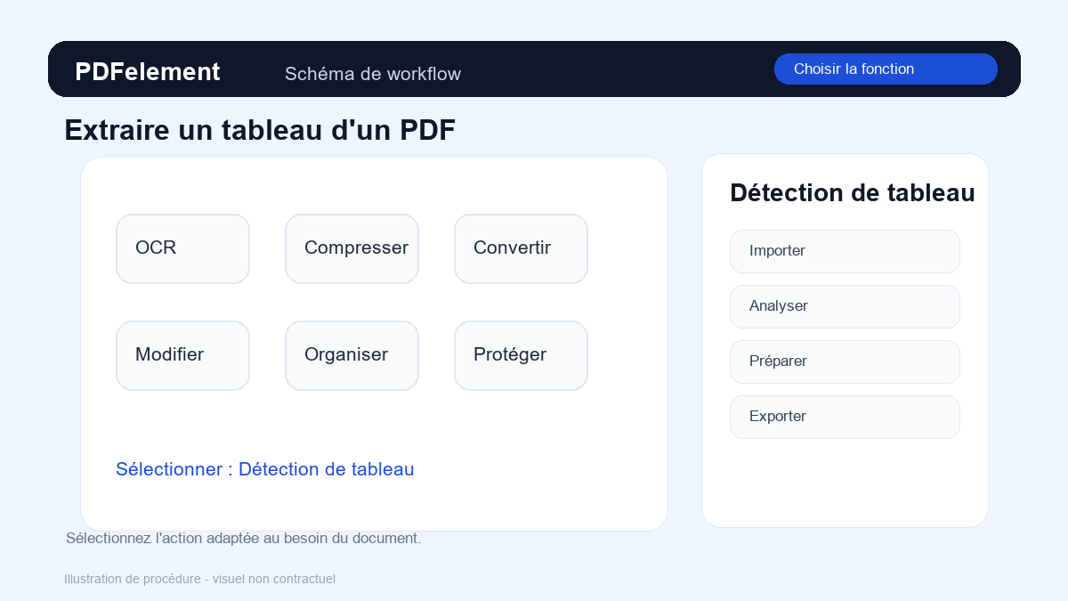 Choisir la fonction pour Extraire un tableau d'un PDF avec PDFelement