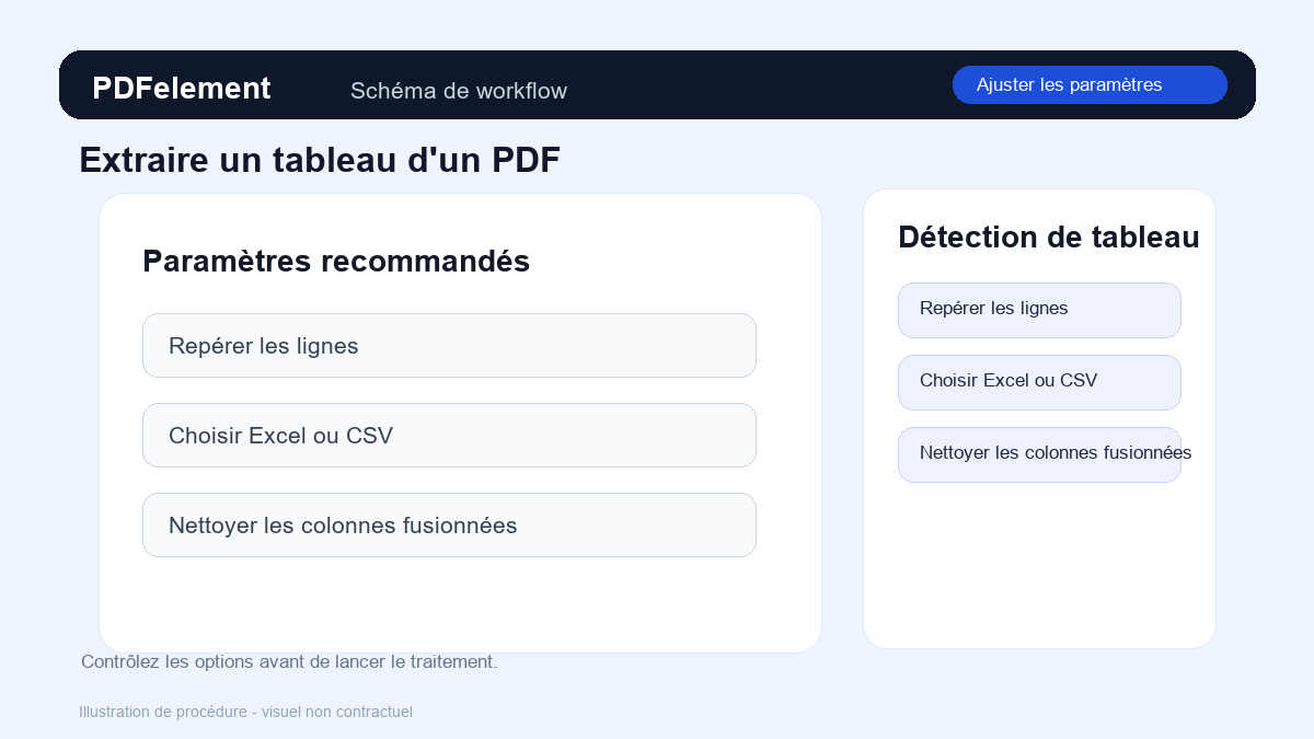 Ajuster les paramètres pour Extraire un tableau d'un PDF avec PDFelement