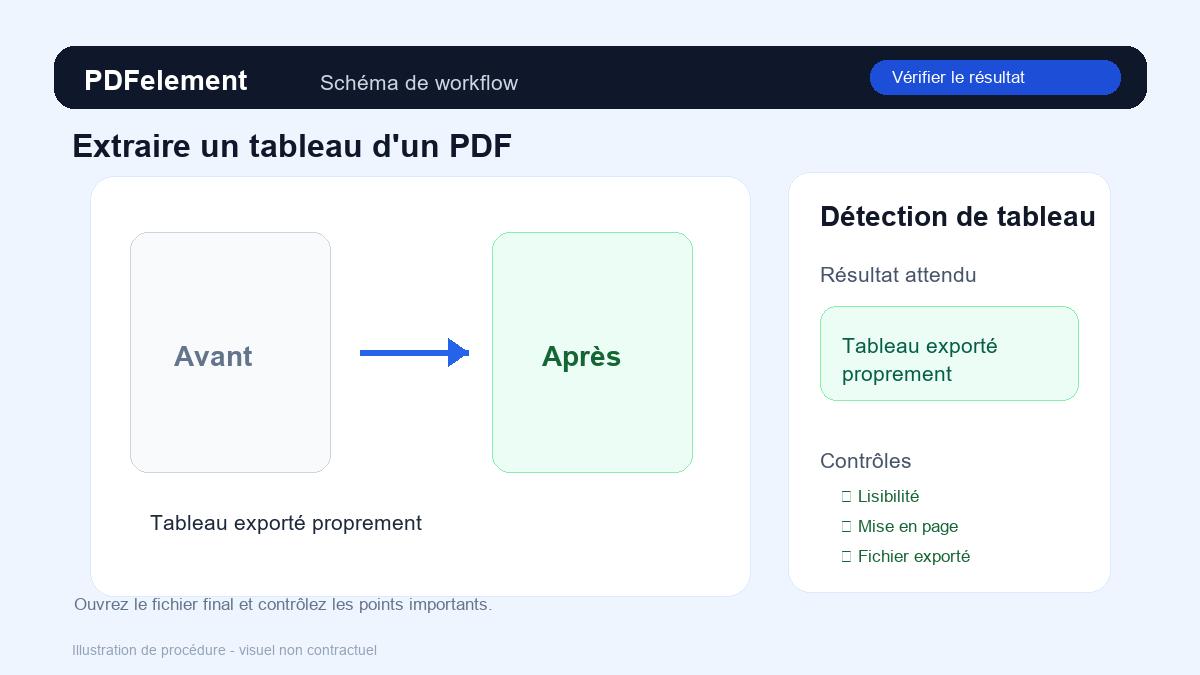 Vérifier le résultat pour Extraire un tableau d'un PDF avec PDFelement