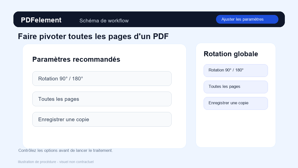 Ajuster les paramètres pour Faire pivoter toutes les pages d'un PDF avec PDFelement