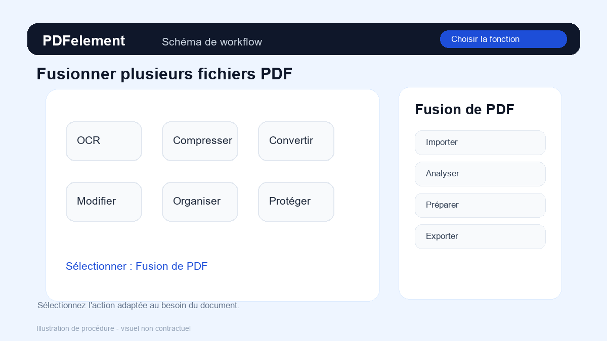 Choisir la fonction pour Fusionner plusieurs fichiers PDF avec PDFelement