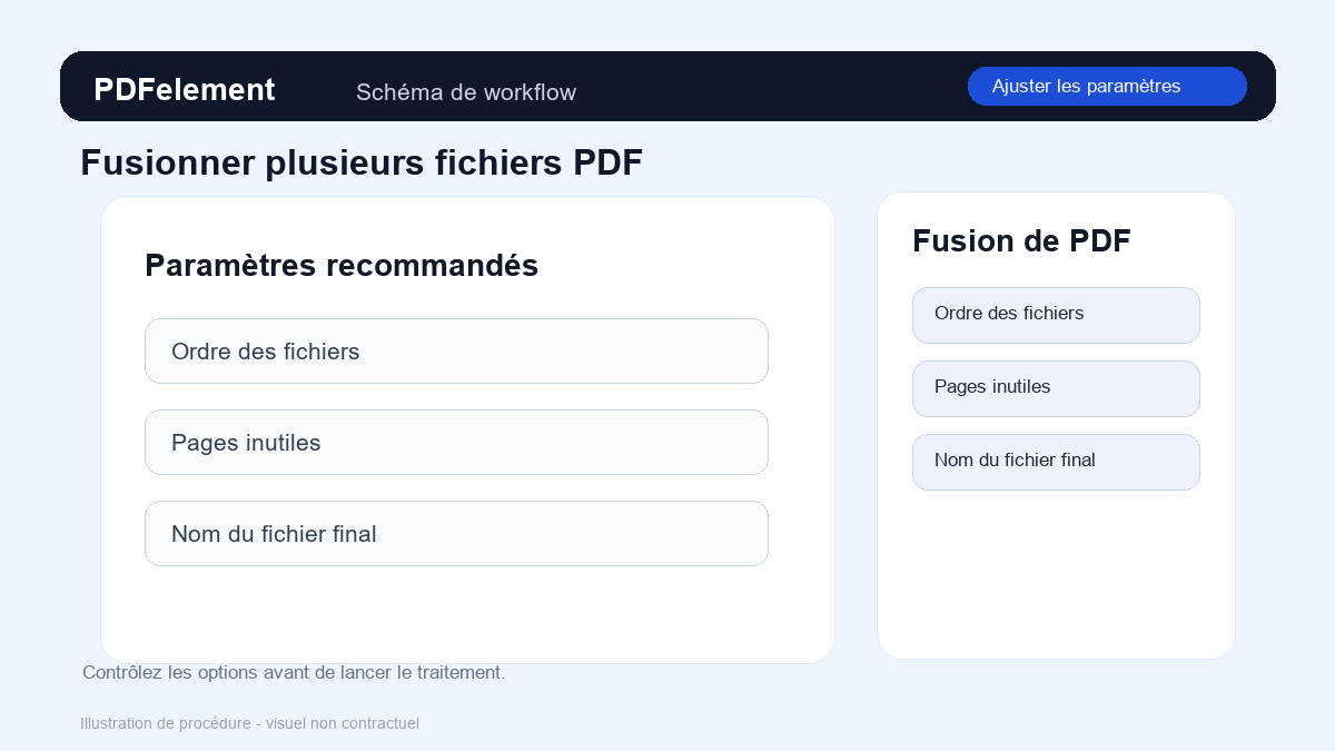 Ajuster les paramètres pour Fusionner plusieurs fichiers PDF avec PDFelement