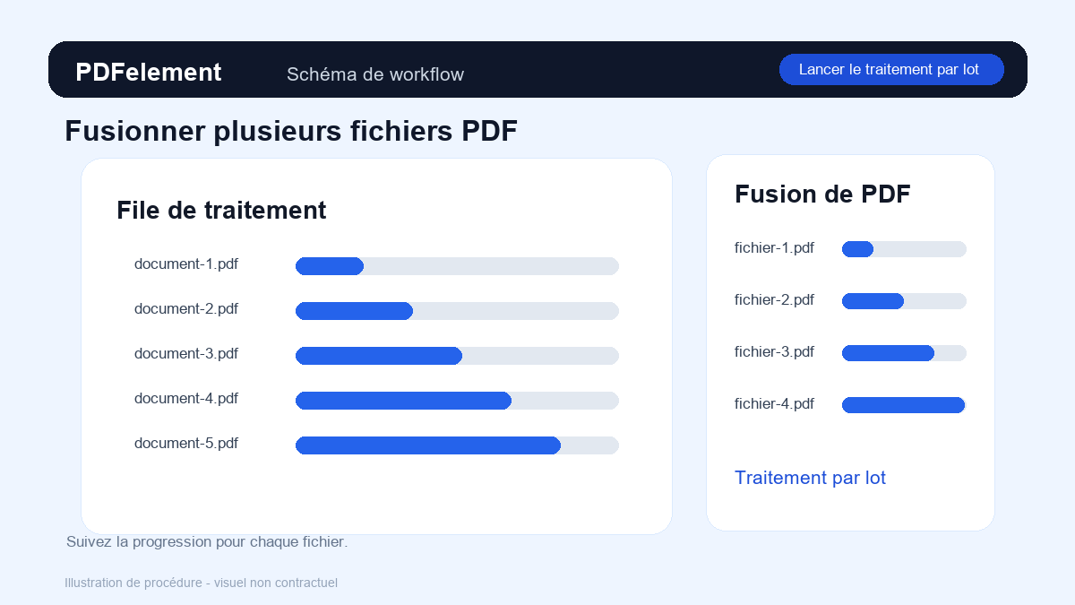 Lancer le traitement par lot pour Fusionner plusieurs fichiers PDF avec PDFelement