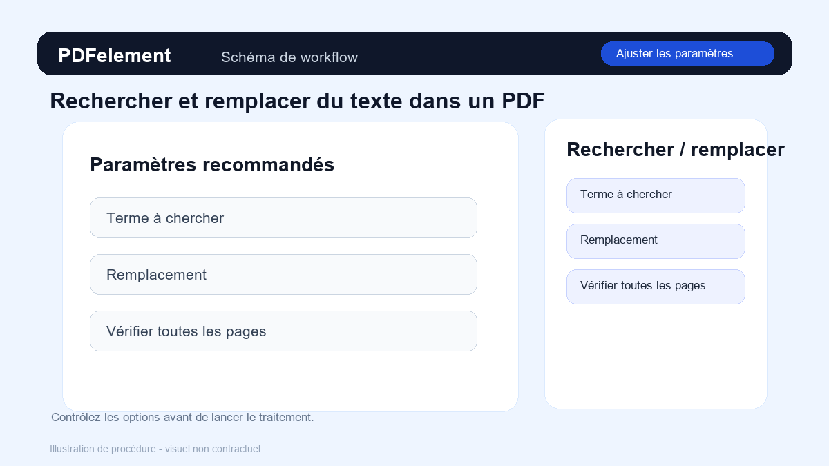 Ajuster les paramètres pour Rechercher et remplacer du texte dans un PDF avec PDFelement