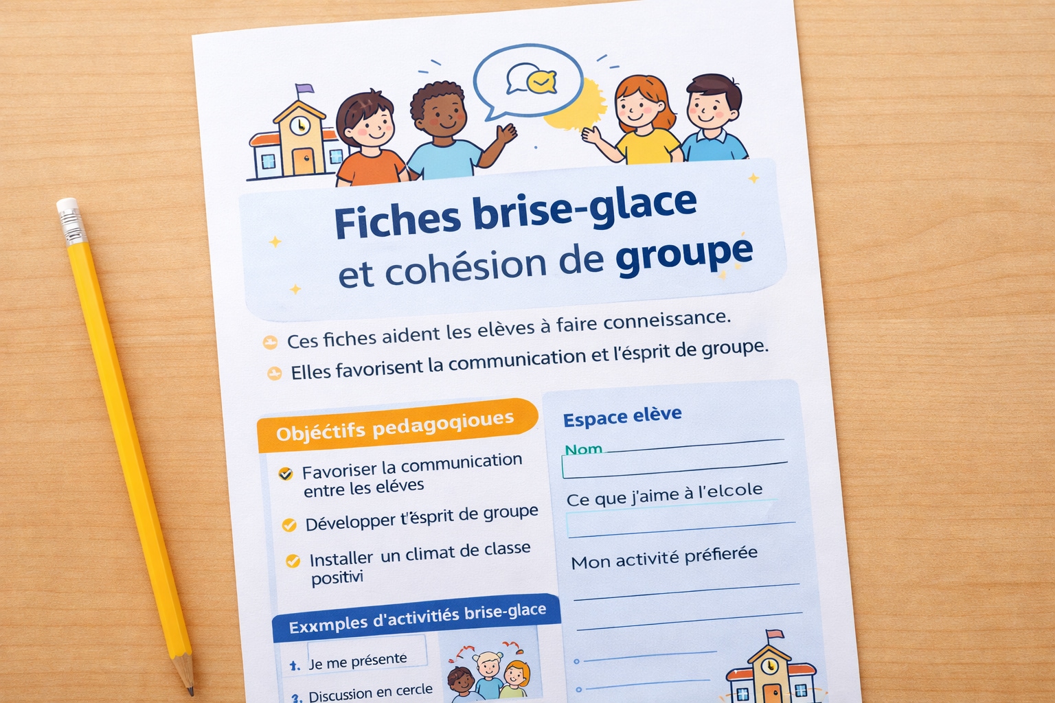 Fiches brise-glace et cohésion de groupe PDF rentrée scolaire