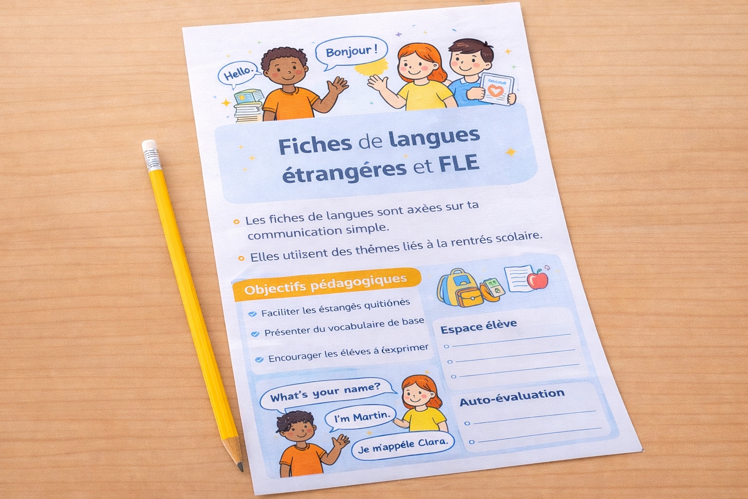 Fiches de langues étrangères et FLE PDF rentrée scolaire
