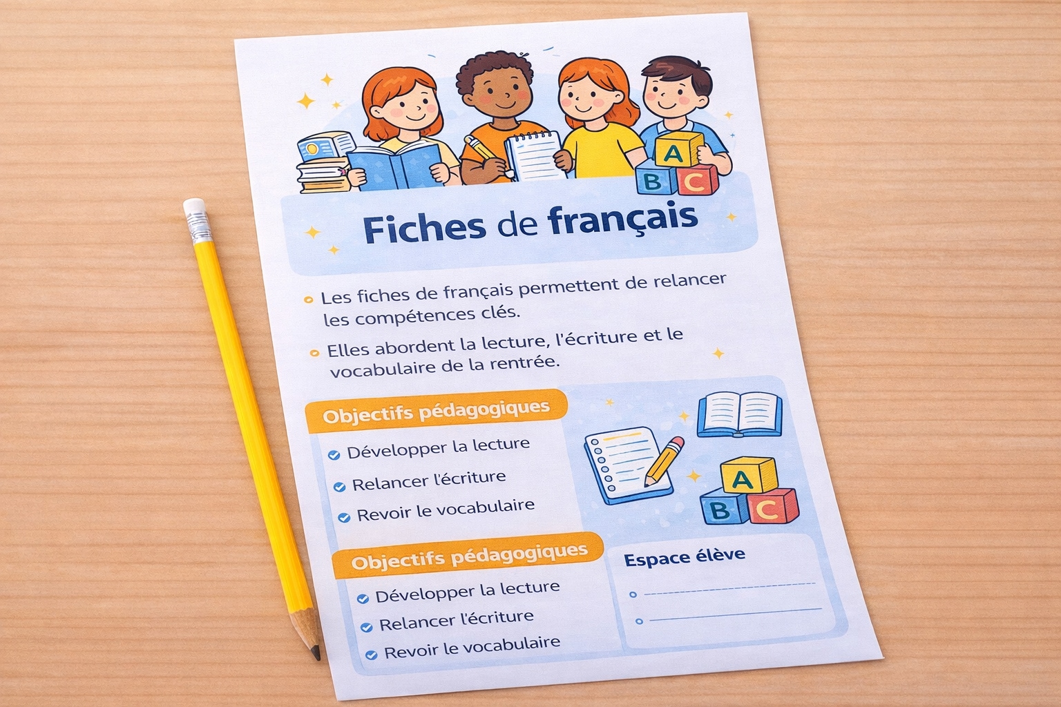 Fiches de français PDF rentrée scolaire