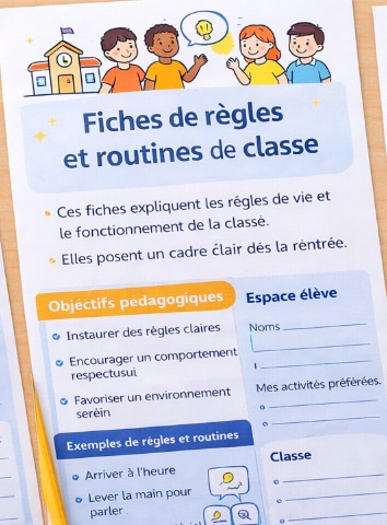 Fiches de règles et routines de classe PDF rentrée scolaire