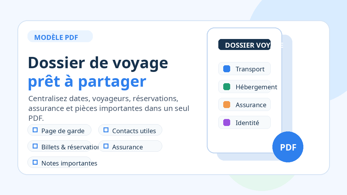 Modèle de dossier de voyage PDF pour le pont de Pentecôte