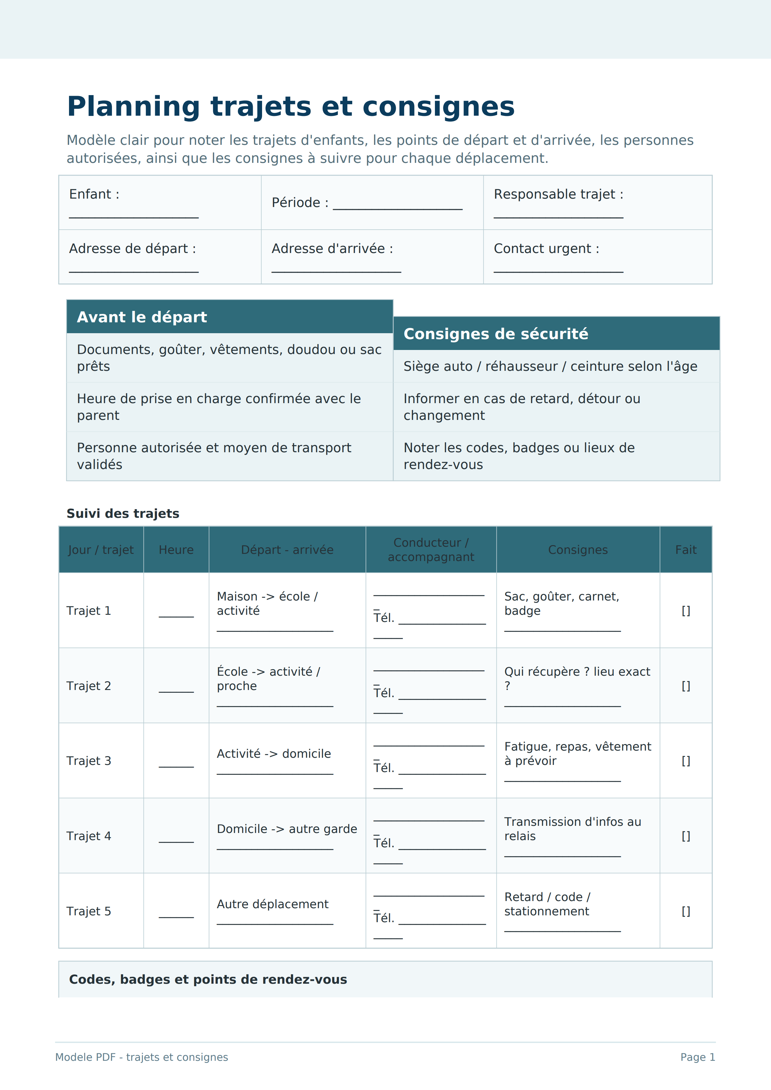 Planning trajets enfants PDF