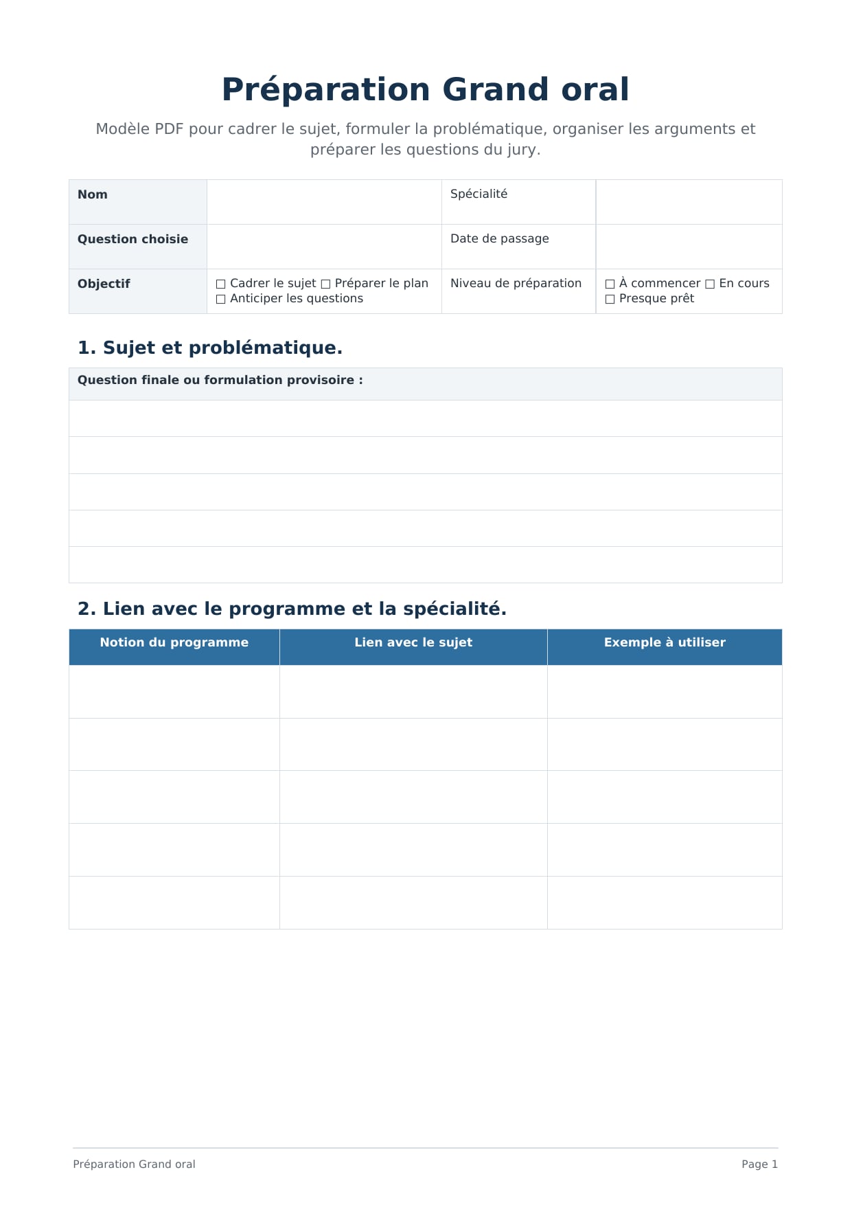 Préparation Grand oral PDF