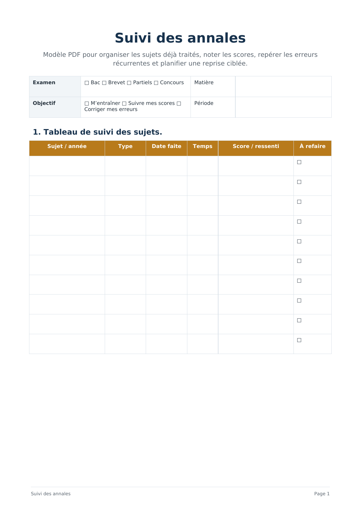 Suivi des annales PDF