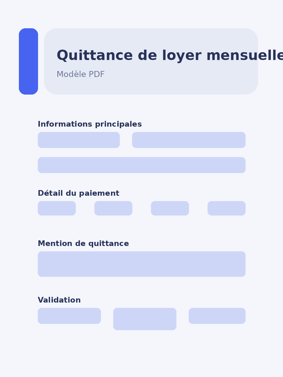 Quittance de loyer mensuelle PDF