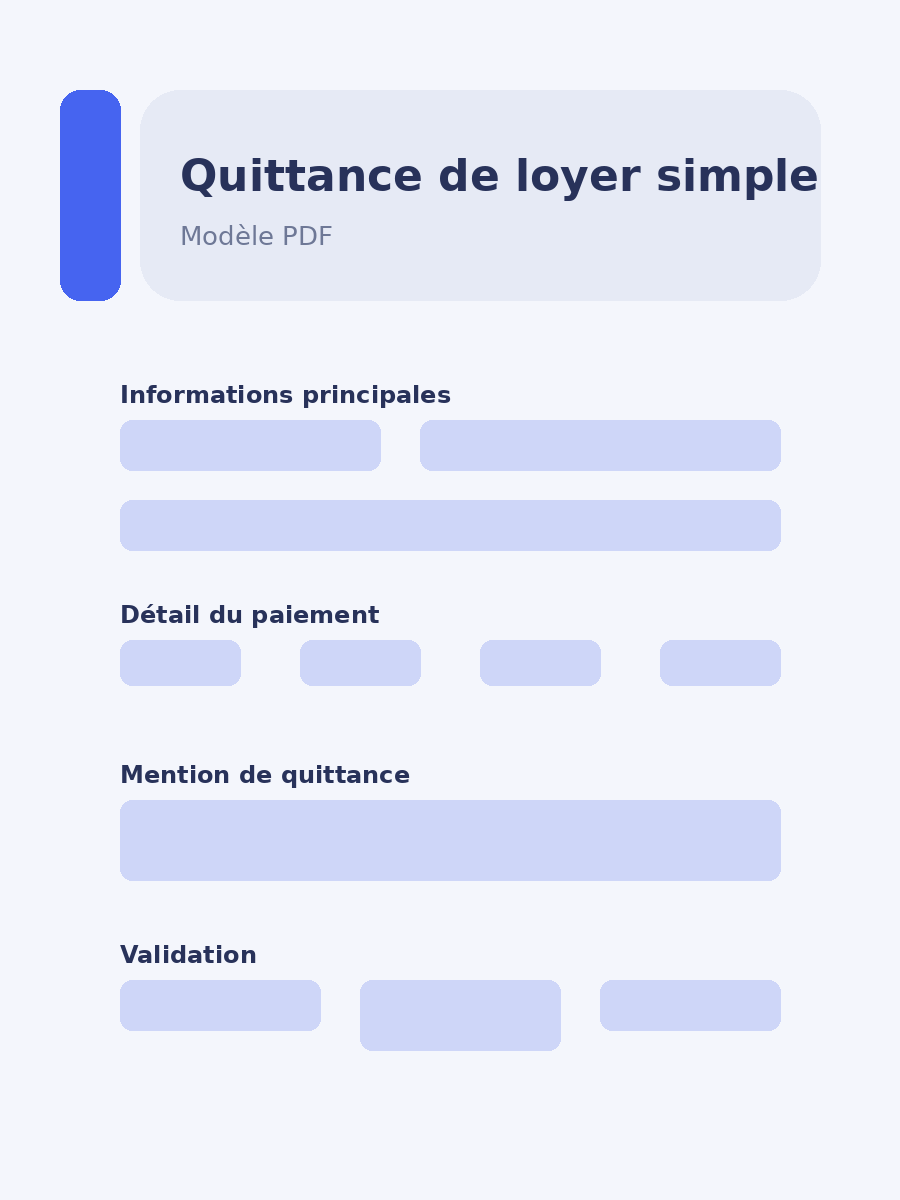Quittance de loyer simple PDF