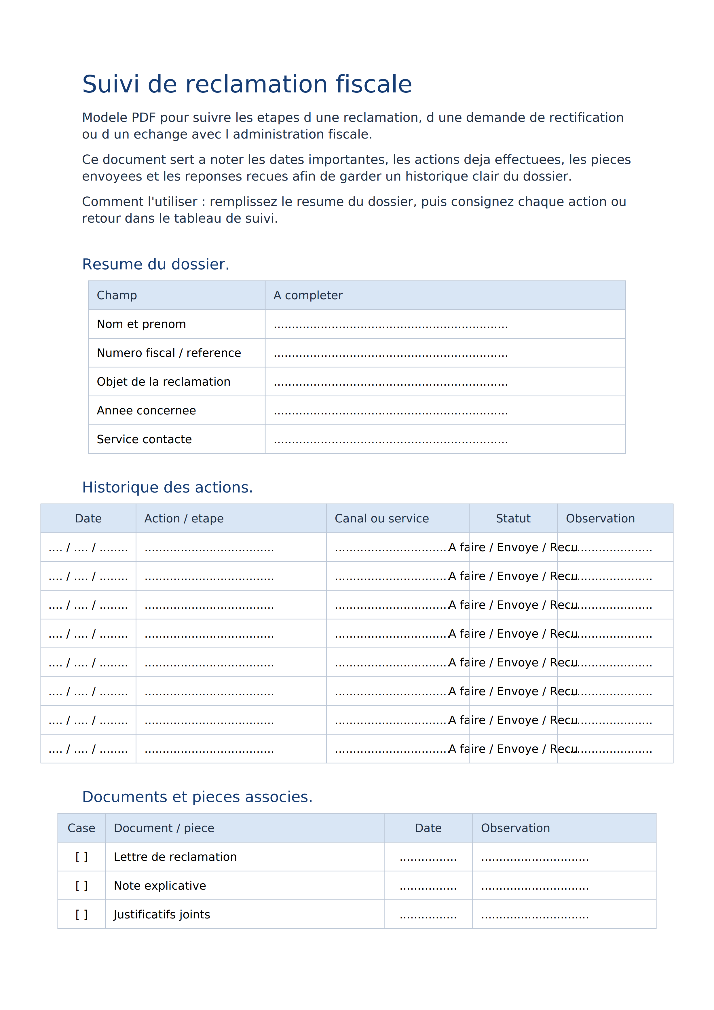 Suivi réclamation fiscale PDF