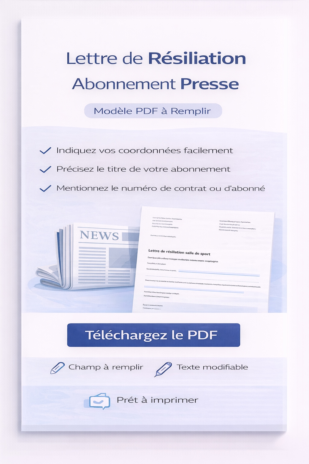 Lettre de résiliation abonnement presse PDF