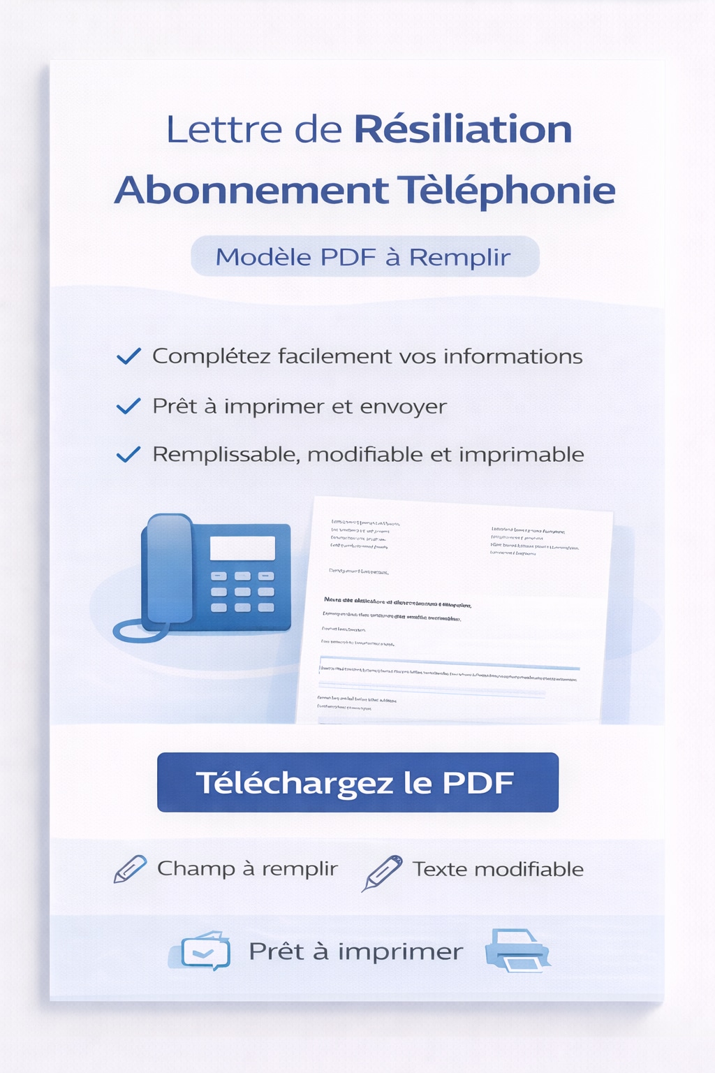 Lettre de résiliation abonnement téléphonie PDF