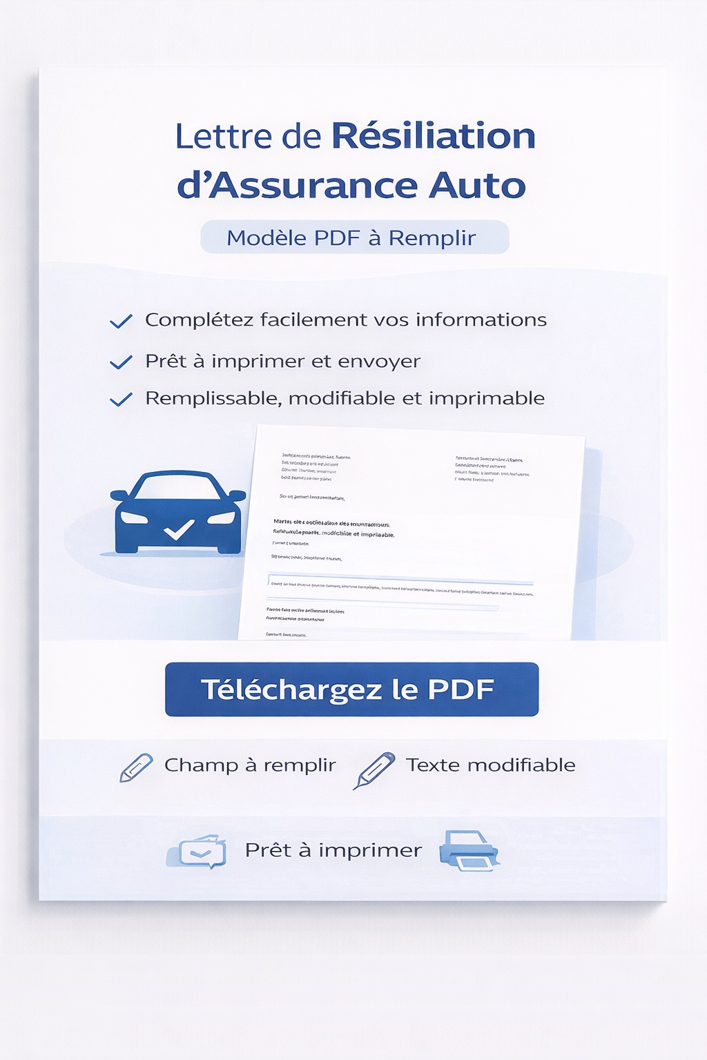 Lettre de résiliation assurance auto PDF