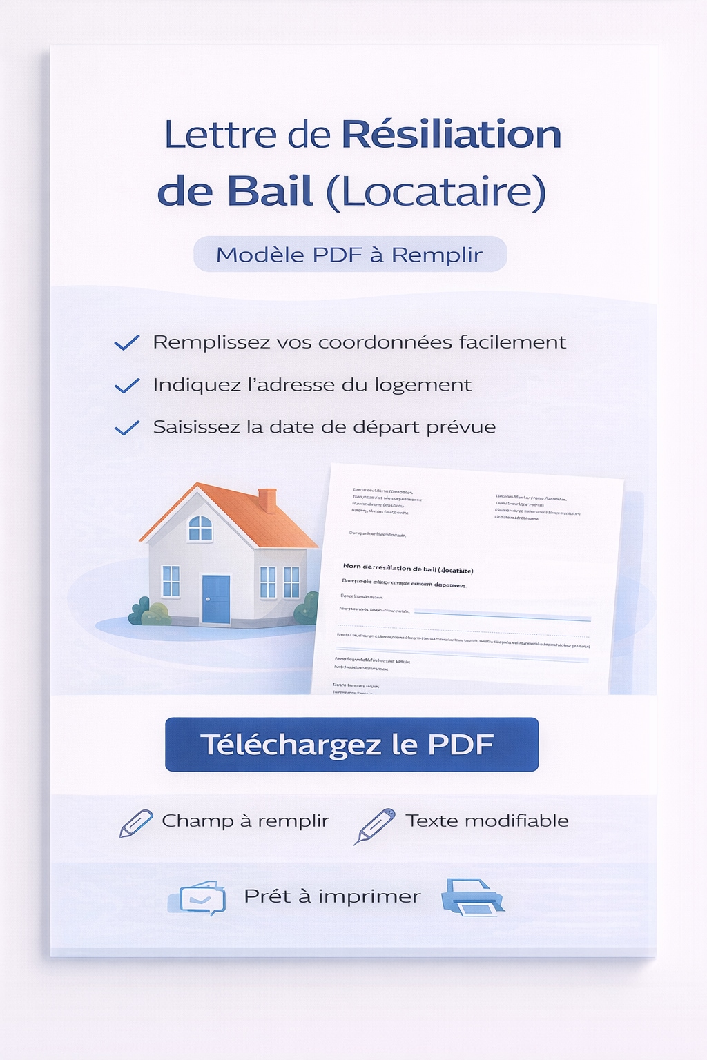Lettre de résiliation de bail locataire PDF