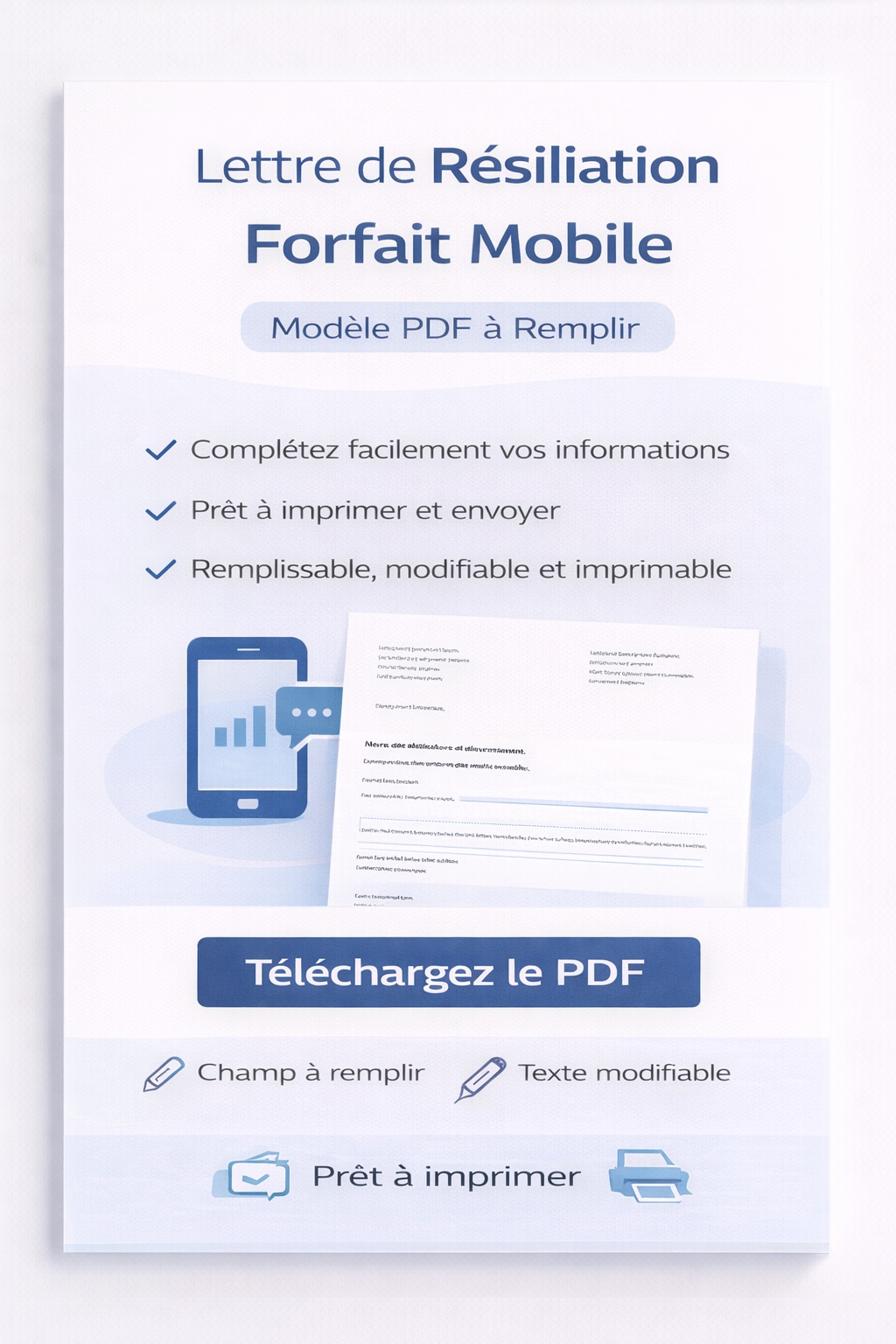 Lettre de résiliation forfait mobile PDF
