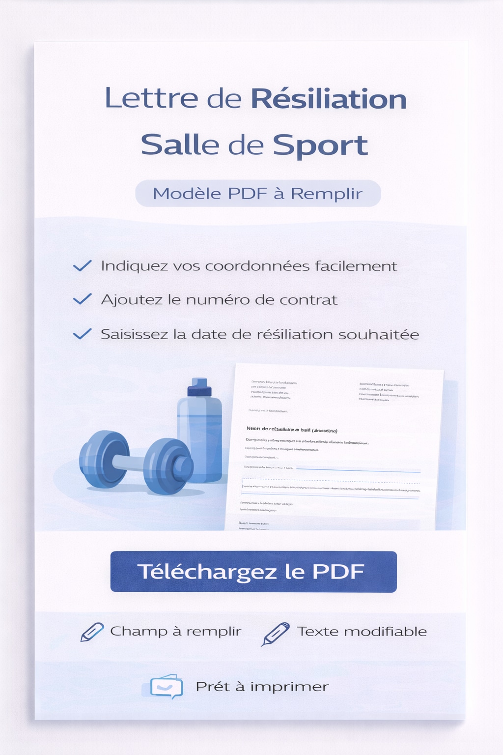 Lettre de résiliation salle de sport PDF