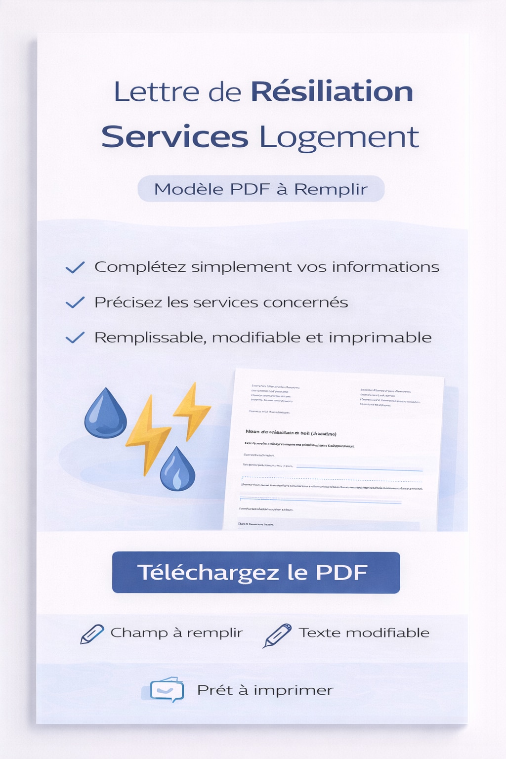 Lettre de résiliation services logement PDF