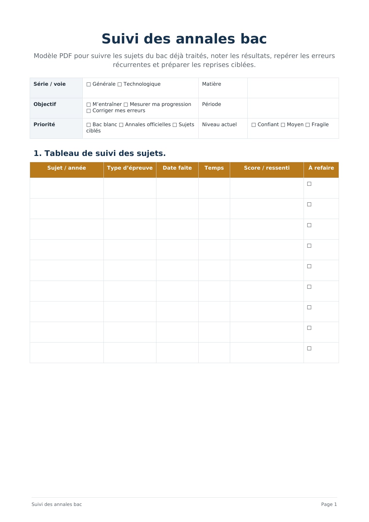 Suivi des annales bac PDF