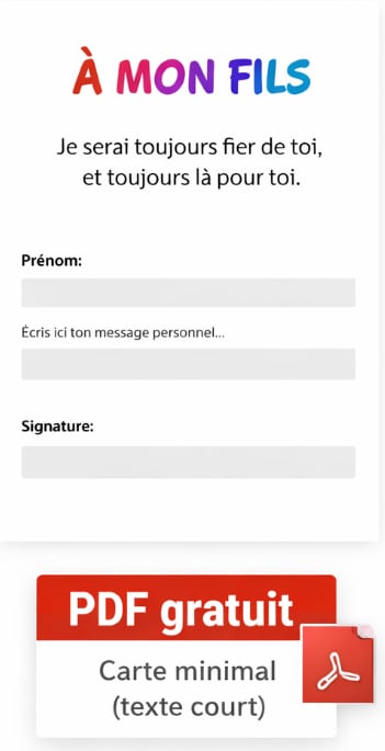Carte anniversaire fils – modèle PDF minimal (texte court)
