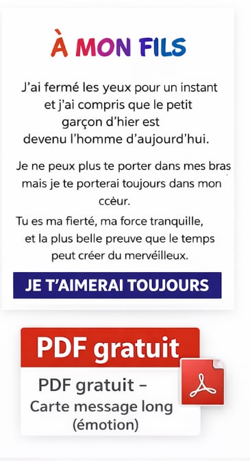 Carte anniversaire fils – modèle PDF message long (émotion)